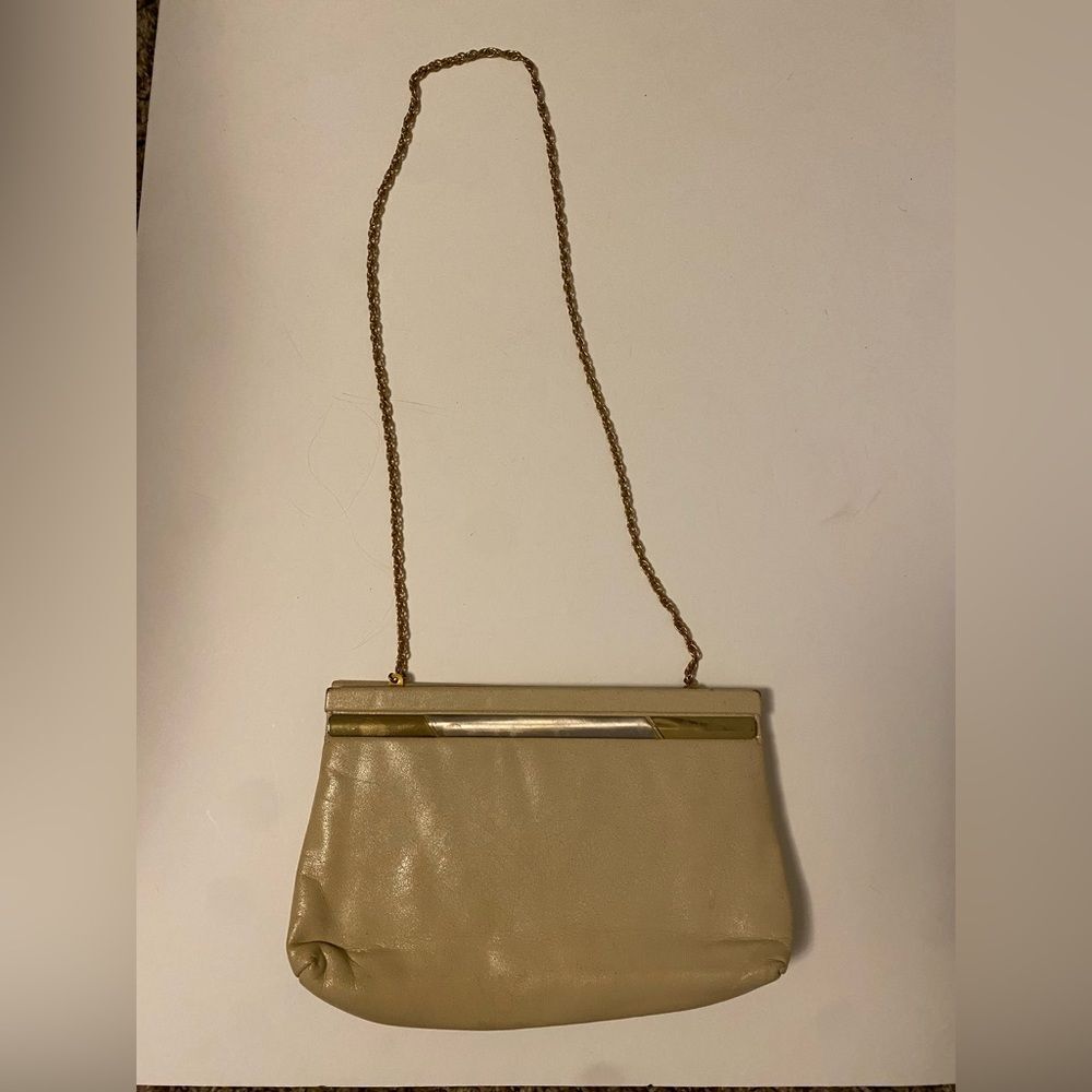 Vintage Harry Levine Clutch Tan Leather Handbag 1950s